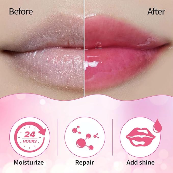 Hydrating Lip Glow Oil, Moisturizing Lip Glow Oil, Nourishing Glossy Transparent Lip Oil, Plumping Lip Oil, Lip Balm, Non-sticky Tinted Toot Lip Balm for Lip Care (CHERRY) 0.2 OZ-VivaGrace Women