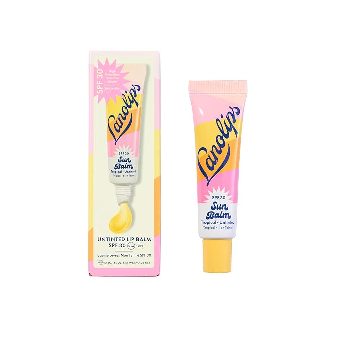 Lanolips Sun Balm Tropical SPF 30 Lip Balm - Hydrating Lanolin Lip Moisturizer with Pineapple Scent - Beach Essentials & Sun Care with Broad Spectrum UVA/UVB Protection - Untinted (0.44 oz)-VivaGrace Women
