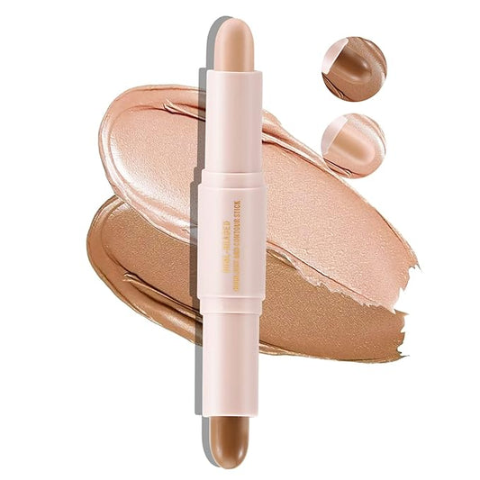 Boobeen Highlight and Contour Stick Dual-ended Contouring Cream Makeup Pencil Kit, Long Lasting & Waterproof Face Bronzer and Highlighter Makeup Stick Shadow Pen, Pack of 1-VivaGrace Women