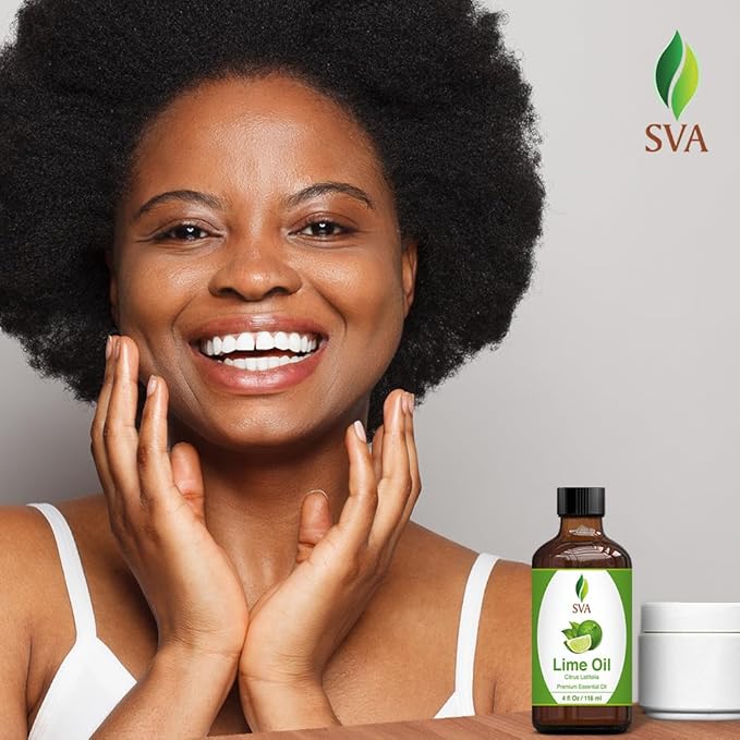 SVA Lime Essential Oil – 4 Fl Oz – 100% Natural Lime Oil - for Diffuser, Hair Care, Face, Skin Care, Aromatherapy, Scalp and Body Massage, Soap and Candle Making - with Dropper-VivaGrace Women