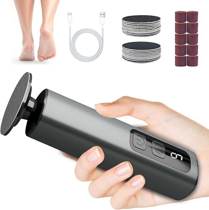 Electric Foot Callus Remover & Nail File - Electric Callus Remover for Feet, 9 Adjustable Speeds, 1800mAh Rechargeable, Portable Aluminum Body w/Type-C Charging for Home & Travel (Black)-VivaGrace Women