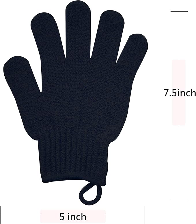 Exfoliating Glove with Hanging Loop - Bath Gloves 1 Pair Shower Gloves, Heavy Exfoliating Gloves for Men and Women Shower Gloves Body Wash Makes Skin Soft Healthy Body Exfoliating Gloves 1 Pair Black-VivaGrace Women