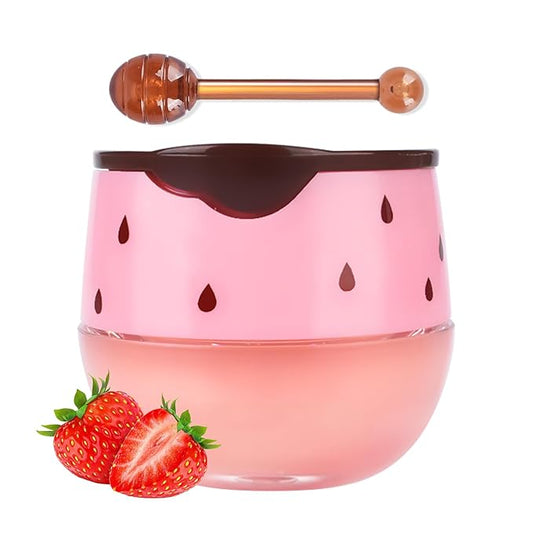 Strawberry Sleeping Lip Mask,Honey Balm Strawberry Lip Balm Honey Pot,Overnight Strawberry Lip Mask for Lip Care Product Moisturize Lip Skin,Plumping Lip and Hydrate Lips 1PC-VivaGrace Women