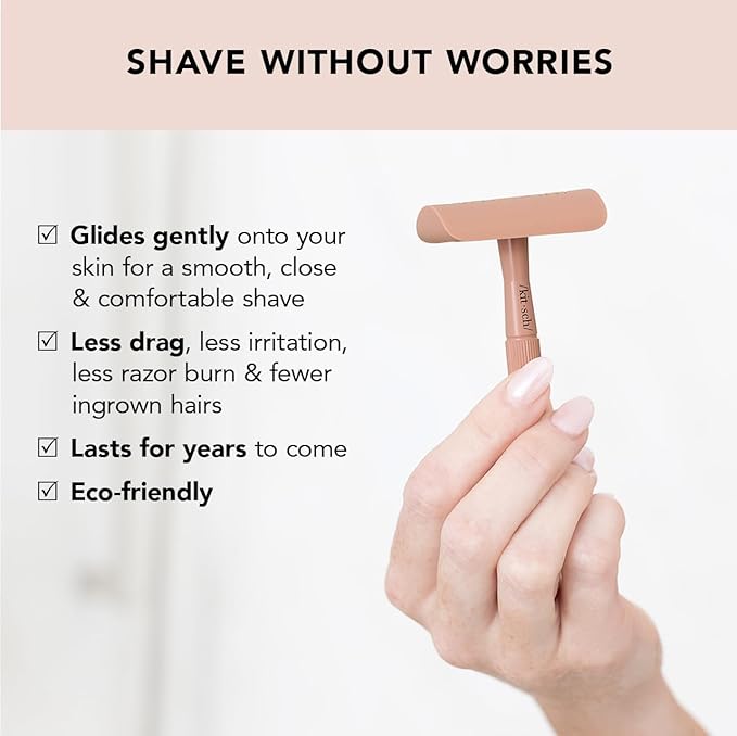 Kitsch Double Edge Safety Razors for Women and Men, Long Metal Handle and Stainless Steel Single Blade Razor with 5 Double Edge Refills, for Shaving and Travel Essentials - Terracotta-VivaGrace Women