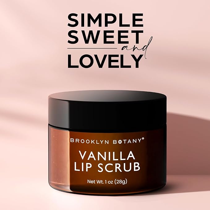 Brooklyn Botany Lip Scrub Exfoliator 1 oz – Lip Moisturizer for Dry Lips and Chapped Lips – Gentle Lip Exfoliator for Smooth and Brighter Lips – Vanilla Flavor-VivaGrace Women