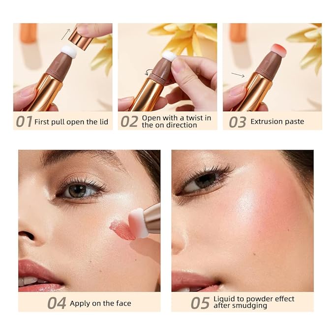 Highlighter Beauty Wand, Shimmer Liquid Highlighter Stick with Cushion Applicator, Lightweight Super Silky Cream Body Face Glowing Highlight Makeup-VivaGrace Women