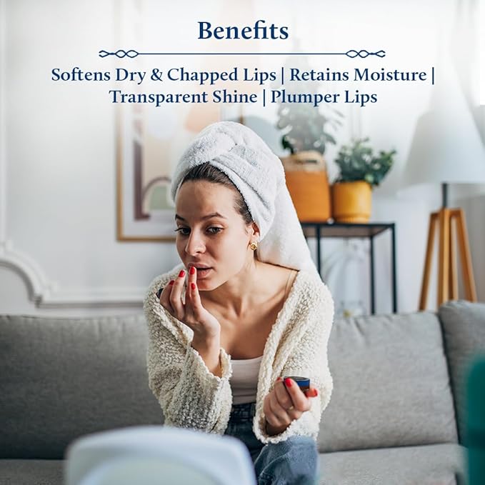 Blue Nectar Ayurvedic Orange Lip Balm with Organic Ghee & Natural Vitamin C for Dry Lips | Moisturizing Lip Gloss with Clean Ingredients (0.35 oz, 10 Herbs)-VivaGrace Women