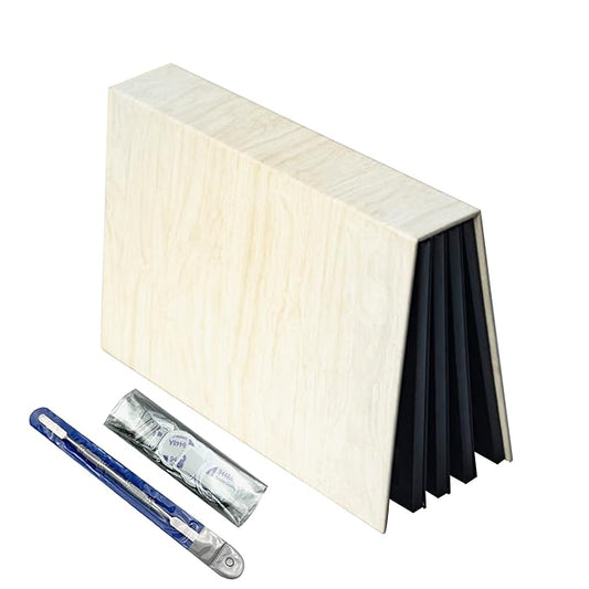Strong 4-layers Empty magnetic palette book palette（White wood grain）+1pcs Makeup Depotting Spatula+50pcs Round Metal Stickers+50pcs Square Metal Stickers-VivaGrace Women