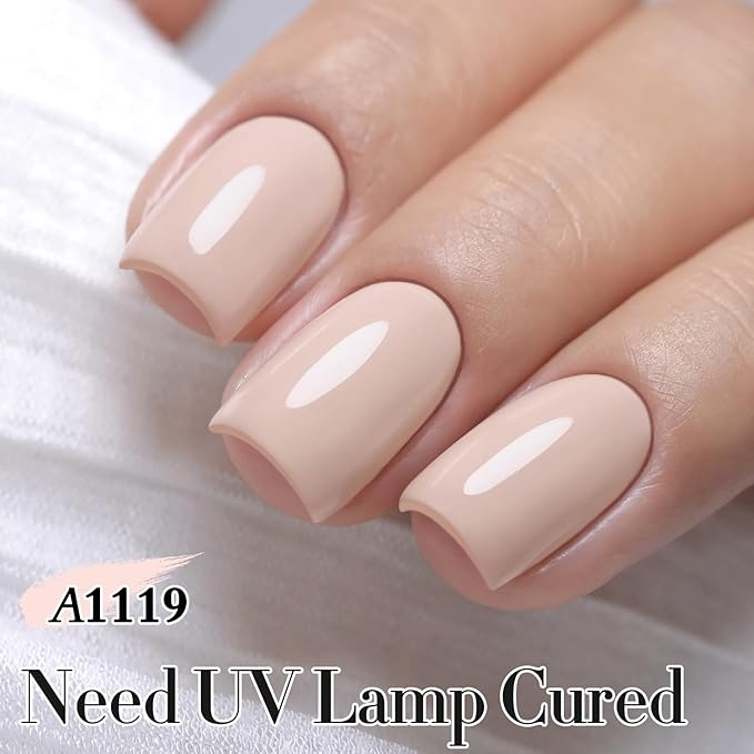 Double Rhythm Gel Polish Translucent Sheer Neutral Natural Light Milky Same Color Same Bottle 15ML Jelly UV Gel Polish Art DIY at Home (Nude Beige-A1119)-VivaGrace Women