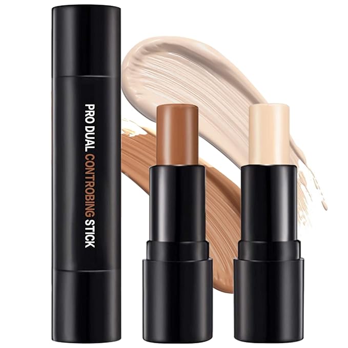 Double-End Contour Highlighter Stick, Face Contour Makeup Contouring Sticks Cream Concealer (1)-VivaGrace Women