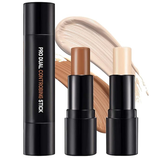 Double-End Contour Highlighter Stick, Face Contour Makeup Contouring Sticks Cream Concealer (1)-VivaGrace Women