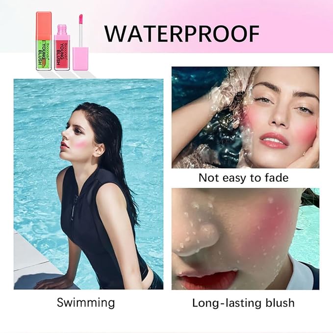 Color Changing Blush Oil, Skin's Natural PH Changing Blush for Dewy, Lightweight & Waterproof & Moisturizing Formula, Lasting Hydrating Rouge for All Skin, Easy To Blend, 6.5ml (Pink)-VivaGrace Women