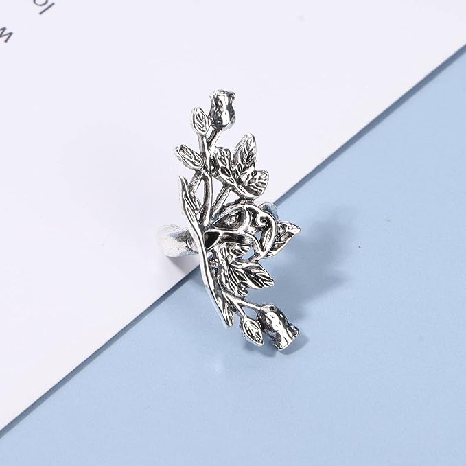 Boho Leaf Earcuff Earrings Silver Leaves Ear Cuffs Tiny No Piercing Earrings Helix Cartilage Cuff Earrings Simple Ear Crawler Earrings Jewelry for Women and Girls-VivaGrace Women