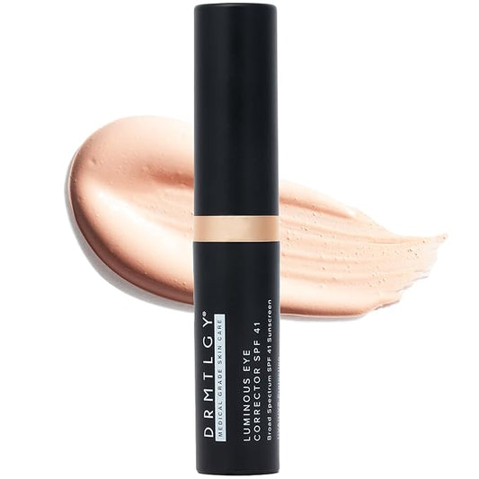 DRMTLGY Luminous Eye Corrector SPF 41, Under Eye Color Corrector for Dark Circles, Anti-Aging Tinted Eye Cream, Hydrating Eye Serum with Peach Undertone, Fair-VivaGrace Women