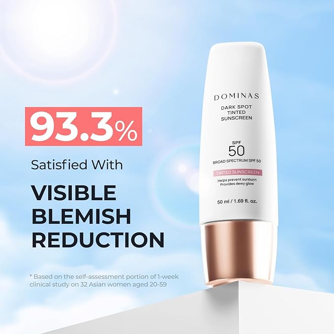 SPF 50 DOMINAS Tinted Sunscreen Moisturizer (1.7fl oz) - Tone Correction, Korean Skin Care, Broad-Spectrum UV Defense Sunblock, Water-in-Oil Formula for Lightweight, Panthenol, Sun Cream-VivaGrace Women