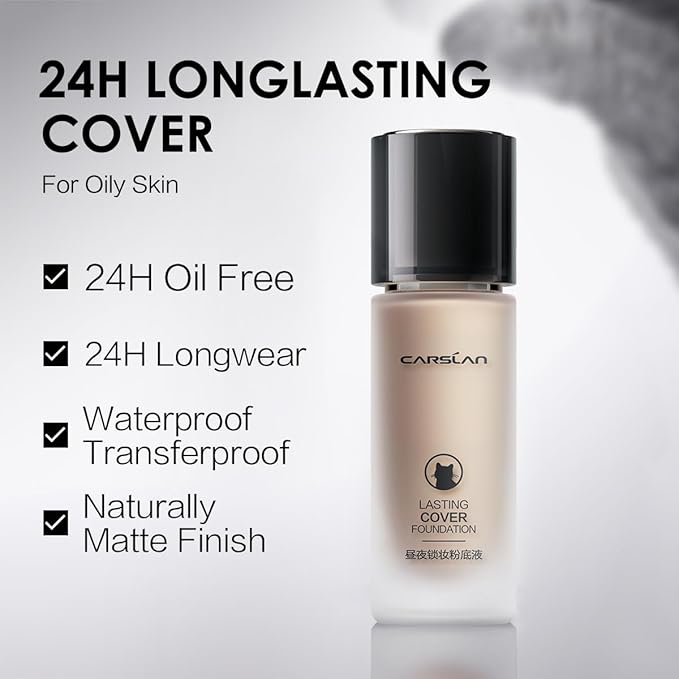 Lasting Cover Foundation, 24H Longlasting Full Coverage Matte Finish Face Makeup, Poreless, Lightweight, Waterproof, Oil Free Liquid Foundation, N01-VivaGrace Women