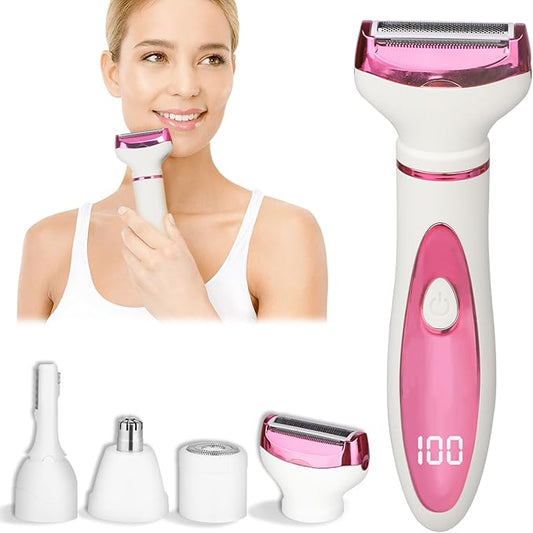 Electric Razors LED Display for Women Men, 2025 Wet/Dry Lady Shaver,4 in 1 Cordless Hair Remover with IPX7 Waterproof,Smooth & Silky Portable Bikini Electric Grooming Set (Multicolor)