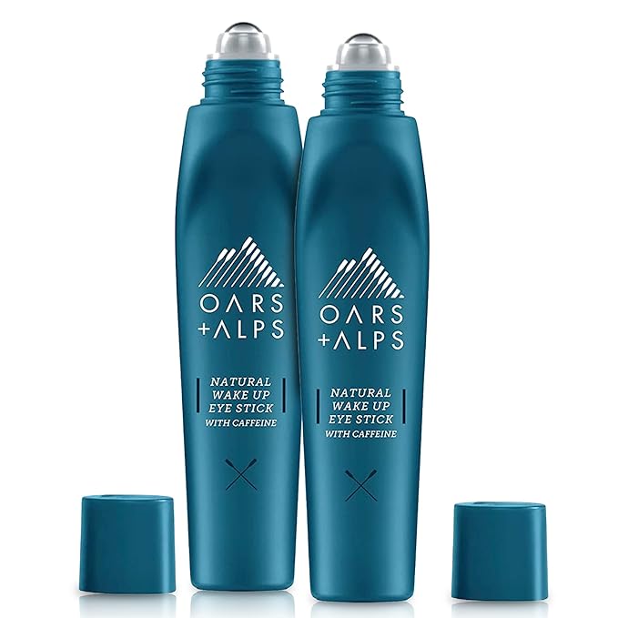 Oars + Alps Wake Up Eye Roller and Eye Depuffer, Dermatologist Tested Skin Care Infused with Caffeine and Aloe Vera, TSA Friendly, 0.5 Oz, 2 Pack-VivaGrace Women