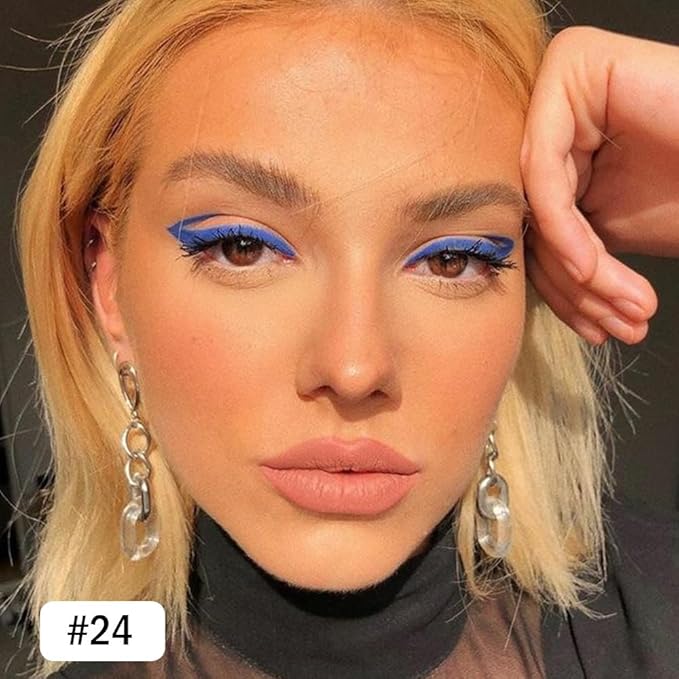 evpct Ruby Blue Gel Eyeliner Pencil for Women Waterline Waterproof Smudge Proof Eye Makeup Liners, Blue Mascara Eye Liner Gel Liner Eyeliner with Sharpener delineador de ojos contra el agua 24