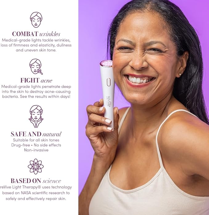 reVive Light Therapy Lux Collection GLO Acne Device for Face, Red & Blue Light Therapy LED Wand-VivaGrace Women