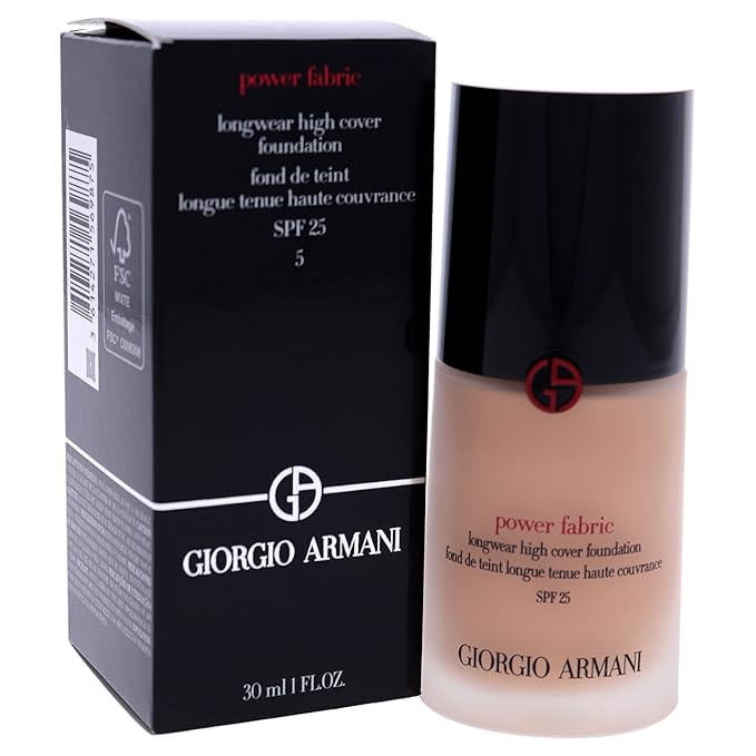 GIORGIO ARMANI Power Fabric Longwear High Cover Foundation SPF 25, # 5 Light, Neutral, 30 ml-VivaGrace Women