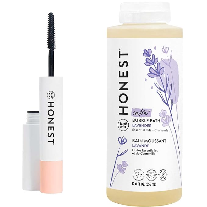 Honest Beauty Extreme Length Volumizing Clean Mascara + Honest Lavender Foaming Bubble Bath Bundle | Naturally Derived + Cruelty Free | 0.27 fl oz, 12 fl oz-VivaGrace Women