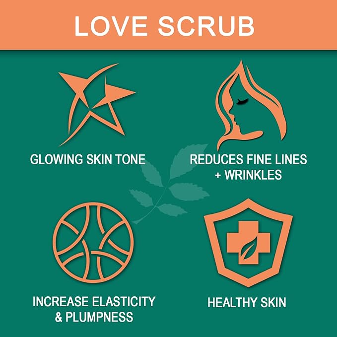 Love Scrub with Hyaluronic Acid Natural Face Exfoliator for Wrinkles, Acne, Fine Lines, Blackheads & Clogged Pores-VivaGrace Women