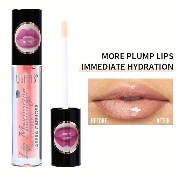 Lip Plumping Gloss, Plumping Lip Filler, Lip Gloss for Full, Voluminous Lips, Transparent Plumping Lip Oil Tinted for Lip Care, Fuller Lips Instantly, Hydrating, High-Shine-VivaGrace Women