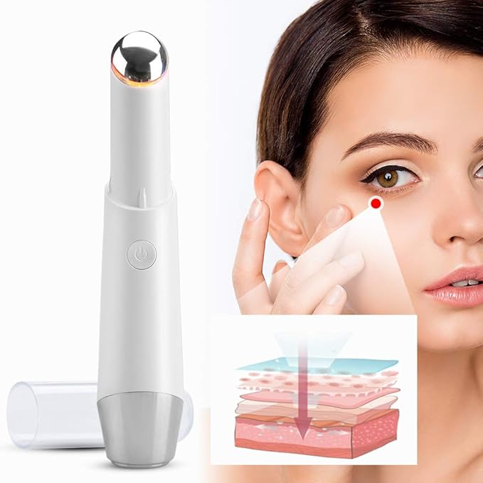 Eye Face Massage Tool Wand Pen, Portable Electric Eye Lift Wand Heated Warm Eye Lip Massager Vibration Skin Care Tool for Eyes-VivaGrace Women