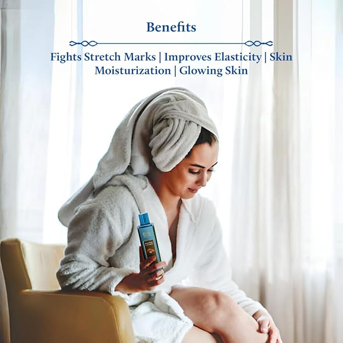 Blue Nectar Saffron & Almond Oil, Ayurveda Product for Crepey Skin | Skin Firming Body Oil for Stretch Marks (12 Herbs, 6.76 Fl Oz)-VivaGrace Women