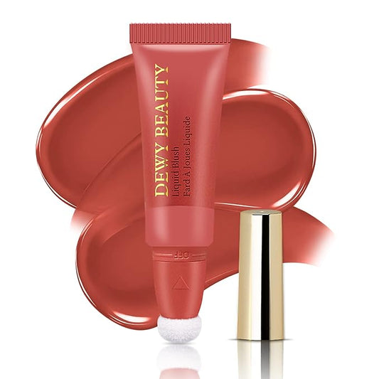 Liquid Blush Makeup Wand, Cream Liquid Blush with Cushion Applicator For Cheeks Tint, Natural-looking, Glow Dewy Finish, Weightless Blendable Liquid Blush Stick | #105 ARDOUR-Red Brown-VivaGrace Women