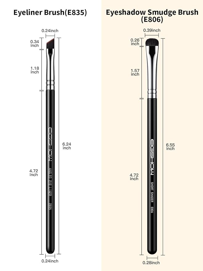 EIGSHOW Angled Eyeliner Brush & Eyeshadow Brush, High-End Precision Gel Liner and Short Smudge Brushes for Cat Eye, Winged Liner (E835&E806)-VivaGrace Women