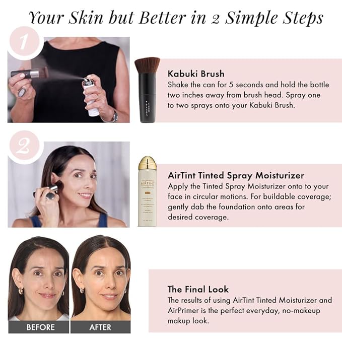 Jerome Alexander MagicMinerals AirTint Tinted Moisturizer AirBrush Spray Light | Tinted Moisturizer Spray with Anti-Aging Ingredients | Medium Dark |2PC-VivaGrace Women