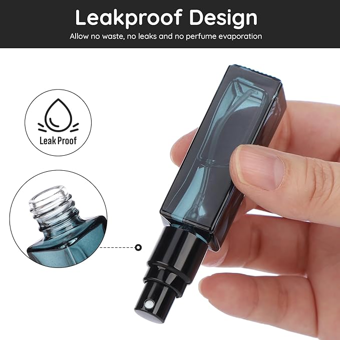 Segbeauty Glass Perfume Bottles, 5 Pack 10ML Refillable Mini Perfume Bottle Travel, Portable Leak-proof Square Spray Pump Bottle Atomizer Dispensing Containers with Lids for Fragrance Essential Oil-VivaGrace Women