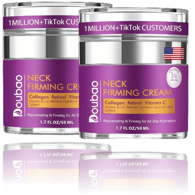 Advanced Neck Firming Cream – 3% Retinol & Hyaluronic Acid for Wrinkle Reduction, Lifting & Skin Tightening – Anti-Aging Moisturizer for Face, Neck & Décolleté – Deep Hydration, 3.4 FL（2 bottle）-VivaGrace Women