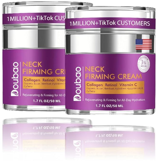 Advanced Neck Firming Cream – 3% Retinol & Hyaluronic Acid for Wrinkle Reduction, Lifting & Skin Tightening – Anti-Aging Moisturizer for Face, Neck & Décolleté – Deep Hydration, 3.4 FL（2 bottle）-VivaGrace Women