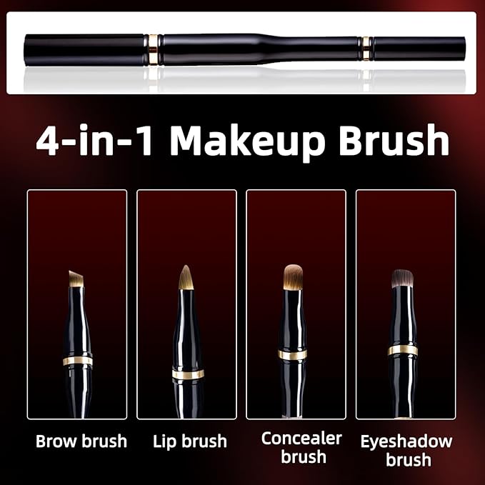 Unaone 4 in 1 Makeup Brush - Travel Lip Brush Eyebrow Brush Eyeshadow Brush Concealer Brush, Portable Multi-function Makeup Brushes-VivaGrace Women