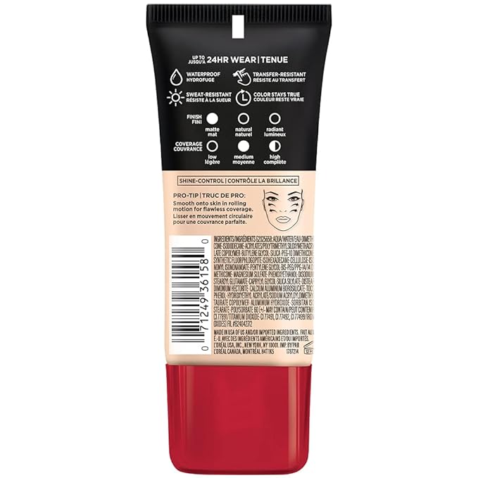 L'Oreal Paris Cosmetics Makeup Infallible Pro-Matte Liquid Longwear Foundation, True Alabaster, 1 fl oz.-VivaGrace Women