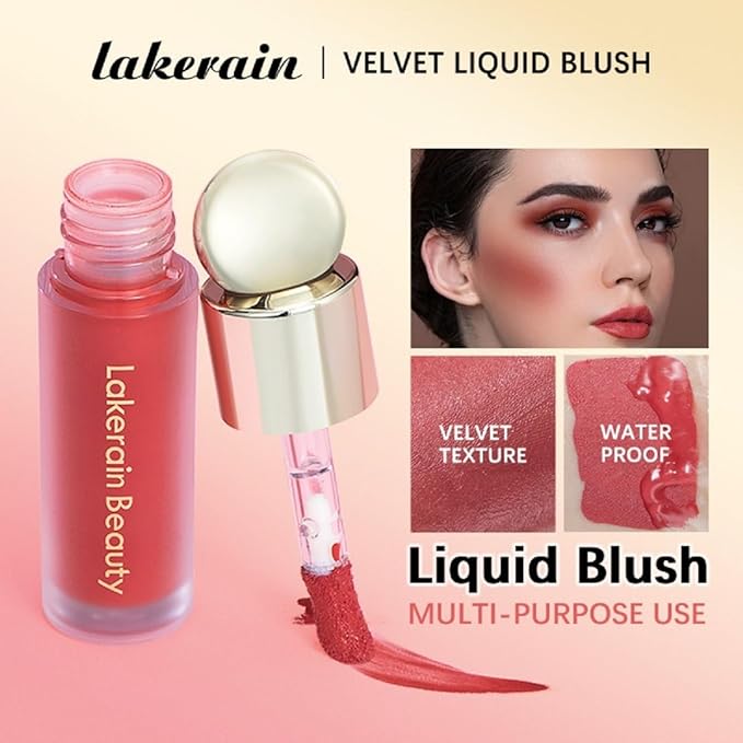 Liquid Blush, Natural Matte Finish Looking, Dewy Cheek Tint Cream Blush for Cheeks, Soft Cream Face Blush, Moisturizing Lightweight Blendable Feel(Orange Red 04)-VivaGrace Women