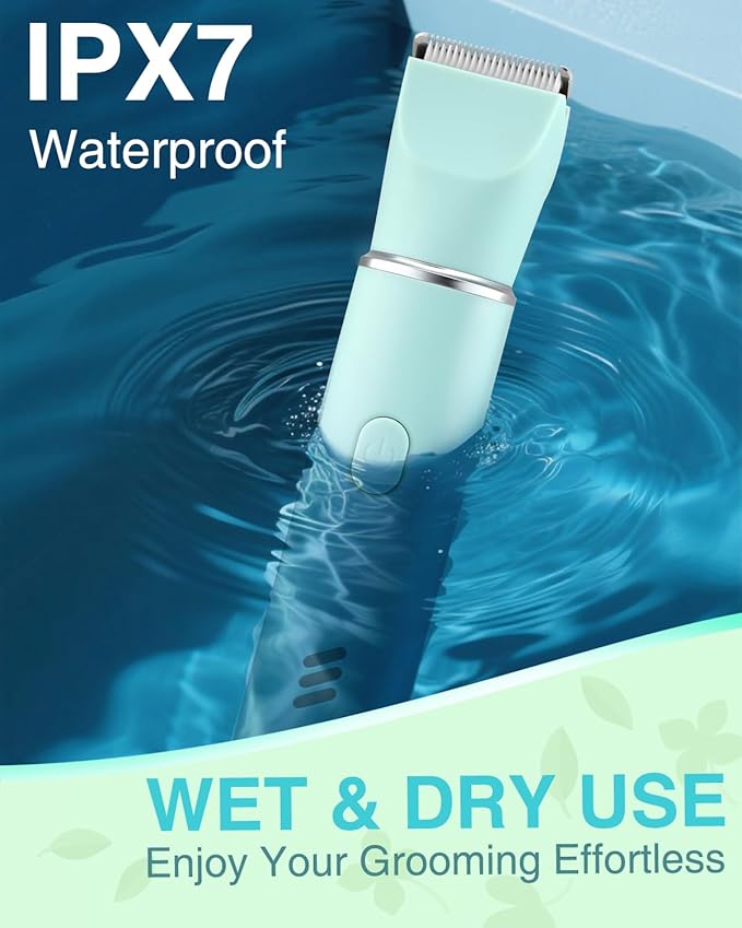 Bikini Trimmer for Women,2-in-1 Painless Electric Razors & Shaver Nose,IPX7 Waterproof,Body Hair Trimmer for Underarm/Pubic/Nose/Legs,USB-C Rechargeable Women's Grooming Kit (Mint Green)-VivaGrace Women