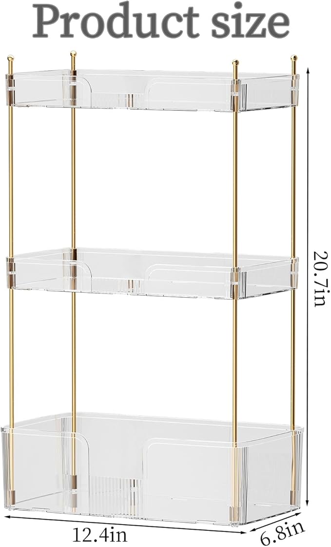 3 Tier Bathroom Countertop Organizer, Makeup Skin Care Organizer, Perfume Tray Vanity Countertop Organizer for Bathroom Countertops-VivaGrace Women