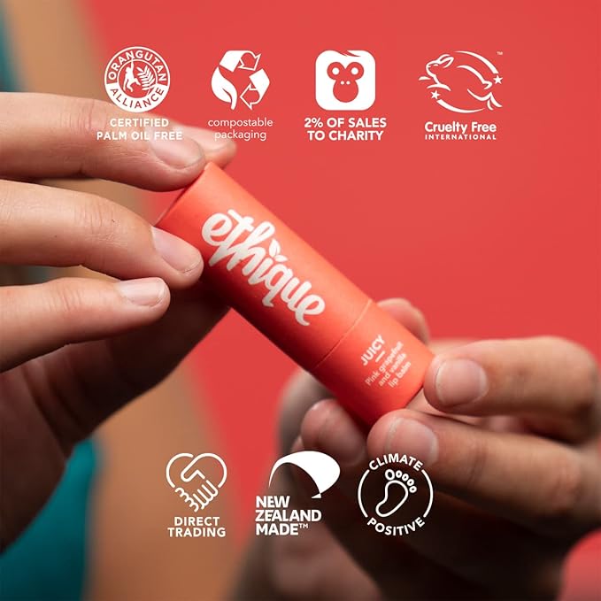 Ethique Juicy Nourishing Lip Balm - Plastic-Free, Vegan, Cruelty-Free, Eco-Friendly, 0.32 oz (Pack of 1)-VivaGrace Women