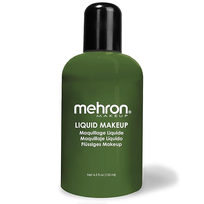 Mehron Makeup Liquid Makeup | Face Paint and Body Paint Perfect for Halloween, Cosplay I Air Brush Compatible 4.5 oz (133 ml) (GREEN)-VivaGrace Women