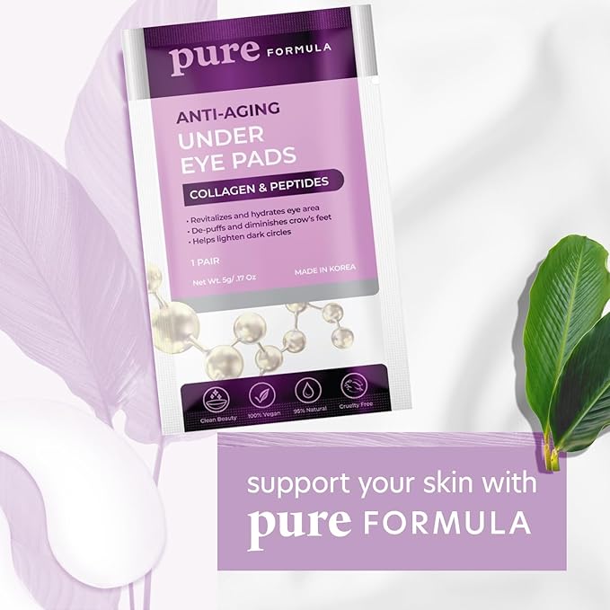 Collagen and Peptides Under Eye Patches - Reduces Puffiness & Dark Circles, Firming & Anti-aging Under Eye Pads - Cruelty Free Korean Skin Care For All Skin Types - 5 Pairs-VivaGrace Women