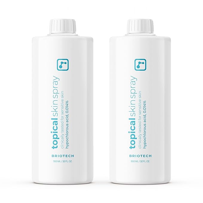 BRIOTECH Topical Skin Spray, Hypochlorous Acid for Sensitive Skin, HOCl Facial Mist, Full Body Support Against Irritation, Calm Redness, Soothe Foot & Scalp, 32 oz Refill (2 Pack)-VivaGrace Women