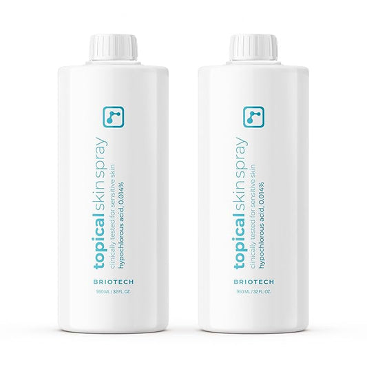 BRIOTECH Topical Skin Spray, Hypochlorous Acid for Sensitive Skin, HOCl Facial Mist, Full Body Support Against Irritation, Calm Redness, Soothe Foot & Scalp, 32 oz Refill (2 Pack)-VivaGrace Women