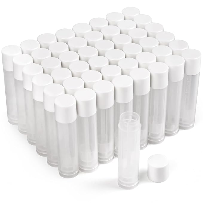 LotFancy Lip Balm tubes Empty, 60PCS 5.5ml (3/16 Oz), Clear Lip Balm Container Tubes with White Caps, BPA Free & Leak Free, Refillable-VivaGrace Women
