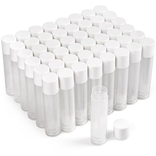 LotFancy Lip Balm tubes Empty, 60PCS 5.5ml (3/16 Oz), Clear Lip Balm Container Tubes with White Caps, BPA Free & Leak Free, Refillable-VivaGrace Women