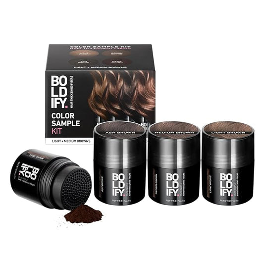 Boldify Hair Fibers Color Sample Kit - Fill In Thinning and Fine Hair for an Instantly Fuller, Thicker Look - 14 Shades for Women & Men - Light + Medium Browns-VivaGrace Women