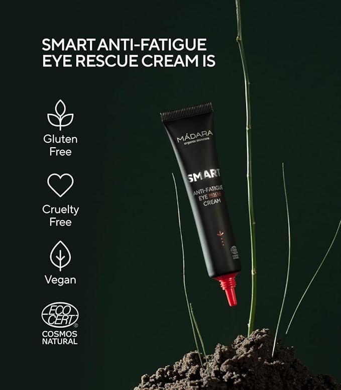 MÁDARA Organic Skincare | SMART Anti-Fatigue Eye Rescue Cream - 15 ml, With a Smart Antioxidant Complex, Natural Aescin And Caffeine, 100% Natural Origin, Vegan, Ecocert Certified-VivaGrace Women